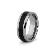 Tungsten Carbide Wedding Band w/ Black Resin Inlay 8mm